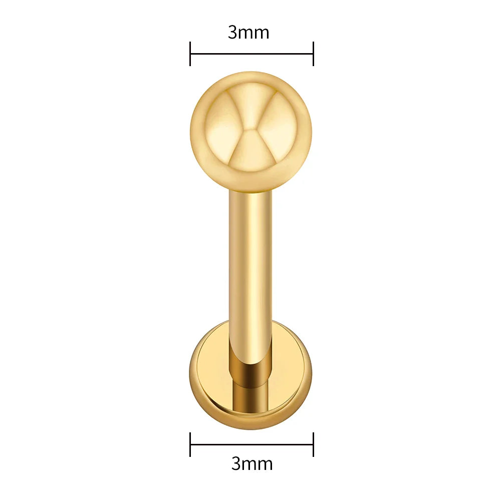 ASTM F136 Titanium Labret Stud Earrings – Threadless Push Pin Nose, Tragus, Cartilage & Helix Piercing Jewelry 16G/18G