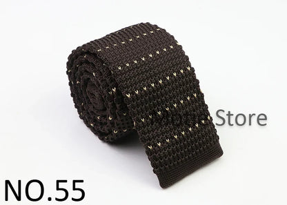 Classic Knit Neck Tie for Men — 6cm Plaid & Dots Casual Business Wedding Tie