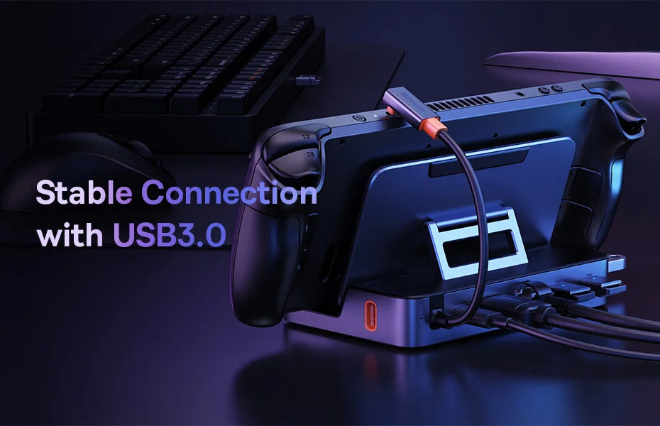 Baseus 6-in-1 USB-C Docking Station Hub — 4K HDMI, Gigabit Ethernet, USB 3.0 | Compatible with Steam Deck & Nintendo Switch