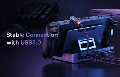 Baseus 6-in-1 USB-C Docking Station Hub — 4K HDMI, Gigabit Ethernet, USB 3.0 | Compatible with Steam Deck & Nintendo Switch