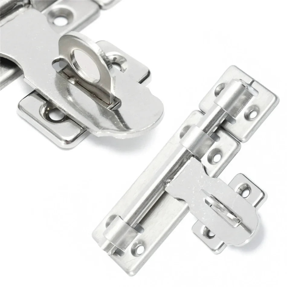 4-Inch Stainless Steel Door Lock – Barrel Bolt Latch Padlock Clasp Set for Doors, Windows, Drawers & Cupboards (Brushed Finish)