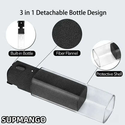 2in1 Microfiber Screen Cleaner Spray Bottle Set - Mobile Phone, iPad, Computer Cloth Wipes for iPhone Cleaning & Glasses
