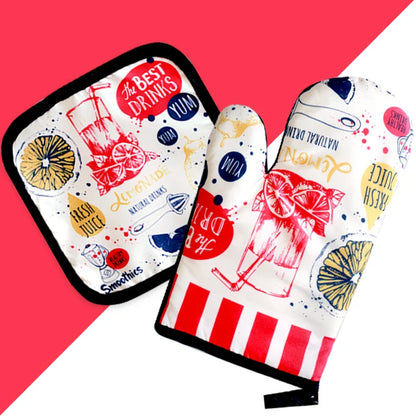 Custom Cartoon Microwave Oven Mitts & Potholder – Heat-Resistant Kitchen Gloves for BBQ, Baking & Cooking
