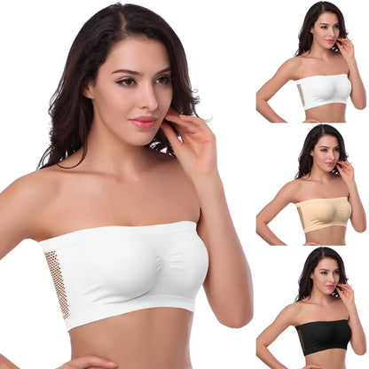 Women’s Strapless Seamless Tube Top – Wireless Anti-Slip Bandeau Bra for Summer