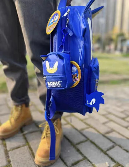 2Pcs Blue Backpack Set — Large & Small School Bags Student Laptop Bag Black Shadow Amy Rose Cosplay Gift