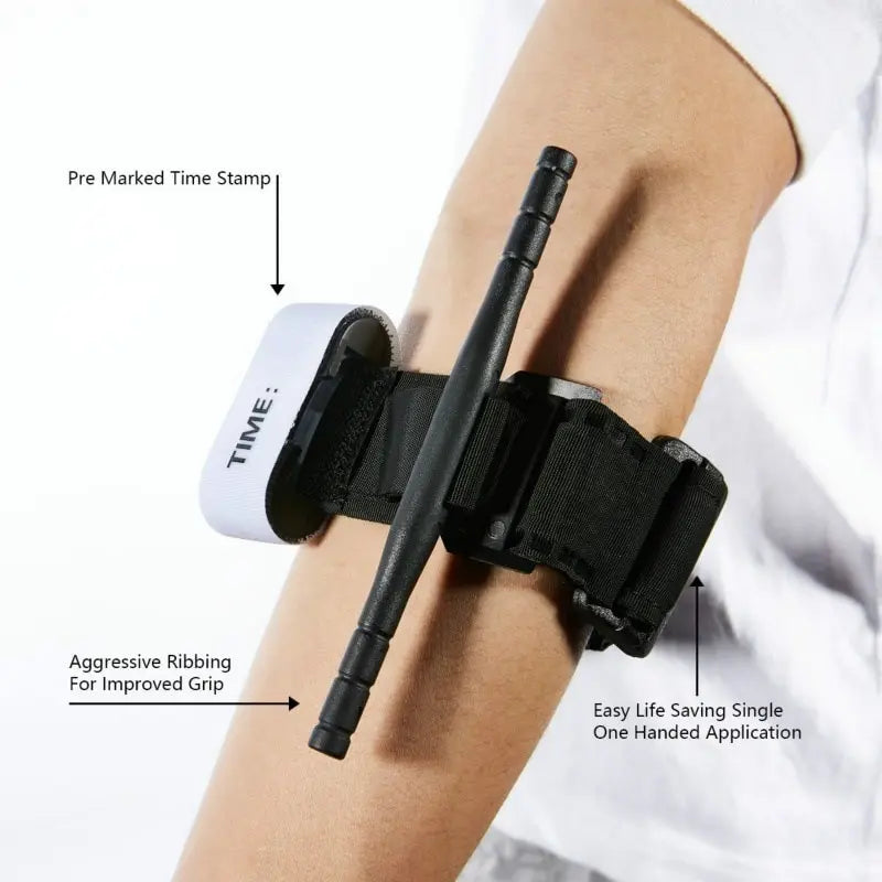 Military-Grade Tourniquet with Red Tip - Tactical Combat Application, Emergency Medical Belt for Outdoor Survival and First Aid