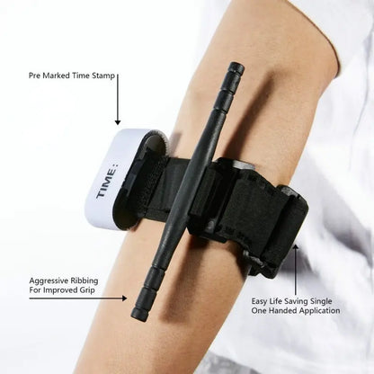 Military-Grade Tourniquet with Red Tip - Tactical Combat Application, Emergency Medical Belt for Outdoor Survival and First Aid