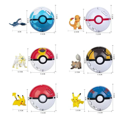 Pokemon Pokeball Figurine — Anime Action Figures including Pikachu & Charizard, Kids Collectible Toy Gift