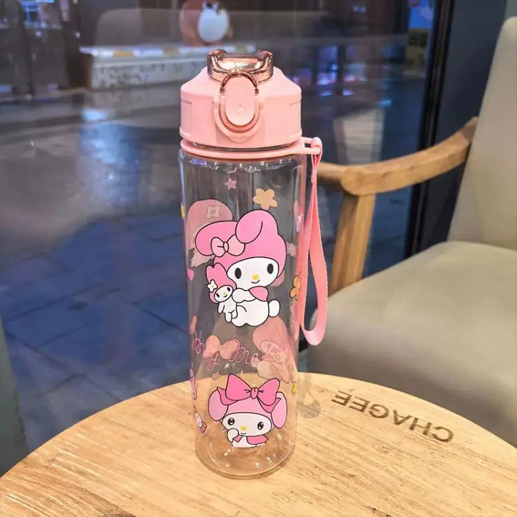 800ML Hello Kitty Water Cup — Kawaii Kuromi, Melody & Cinnamoroll Pop-Up Outdoor Bottle, Large Capacity, Perfect Kid Gift