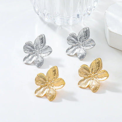 2PC Women's Trendy Stainless Steel Flower Earrings – Fashionable Outdoor Travel & Party Gifts