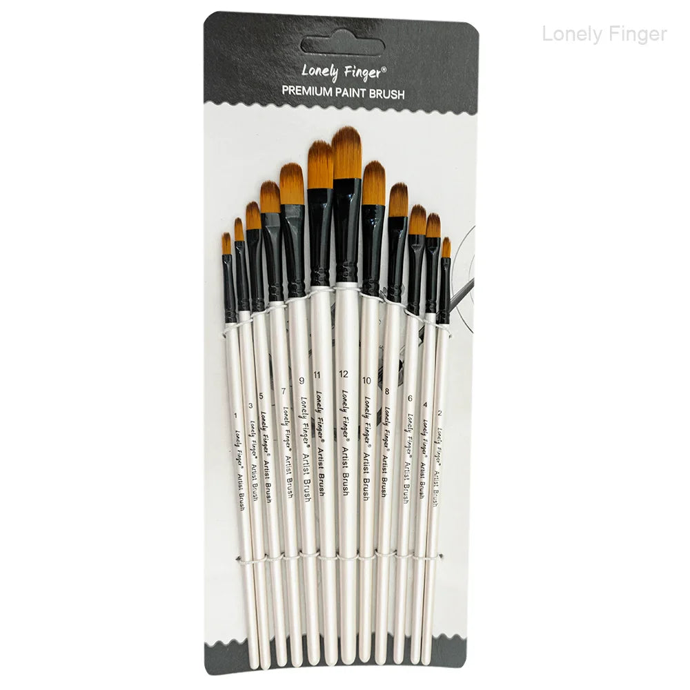 12-Piece Premium Artist Paint Brush Set – Durable Nylon Bristles for Acrylic, Watercolor, Oil & Body Painting