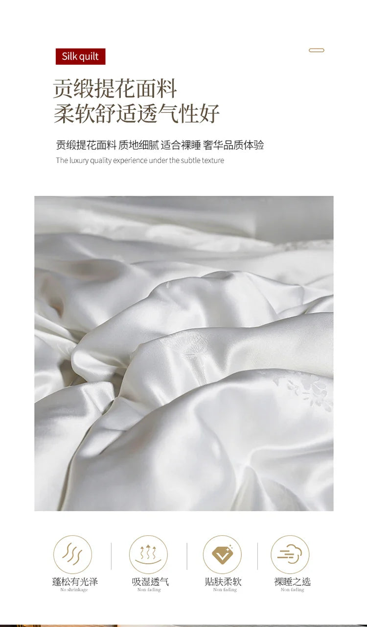 100% Mulberry Silk Handmade Comforter – Winter Warmth, Spring & Autumn Blanket, Thickened Single/Double Quilt for Home & Hotel