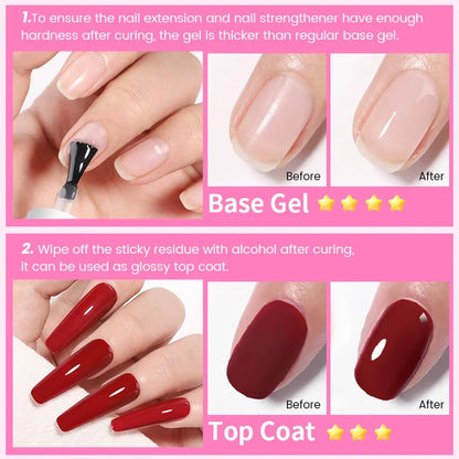 BORN PRETTY 6-in-1 Nail Glue Gel - 15ML Soak-Off Base & Top Coat for Acrylic Extensions