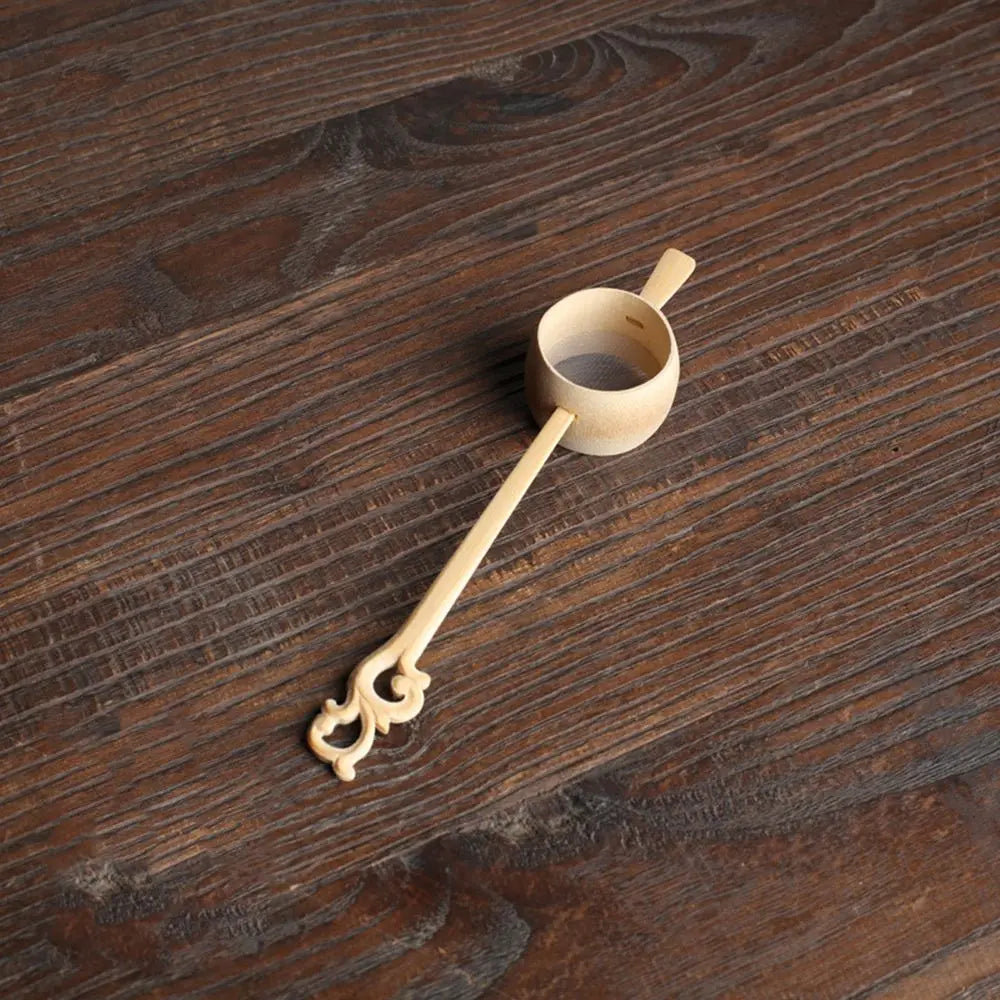 Japanese-Style Natural Bamboo Rattan Tea Scoop – Tea Shovel, Leaves Chooser, Honey & Coffee Spoon, High-Quality Holder