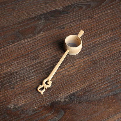 Japanese-Style Natural Bamboo Rattan Tea Scoop – Tea Shovel, Leaves Chooser, Honey & Coffee Spoon, High-Quality Holder