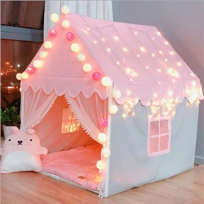 Kids Princess Play Tent - Foldable Pink Castle Tipi for Baby Playroom & Room Decor