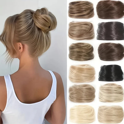 100% Human Hair Bun Ponytail Hairpiece – Brazilian Hair Scrunchie Updo, Donut Chignon Hair Extension for Women