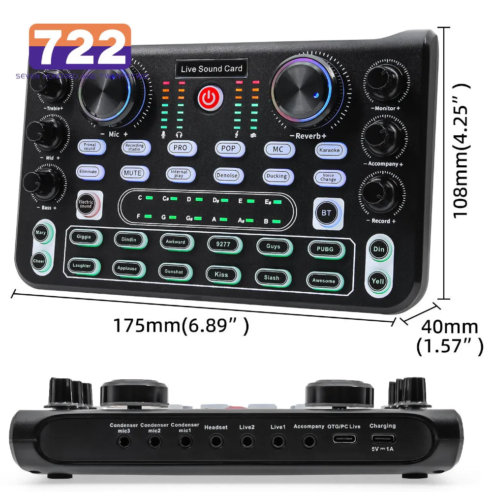 HD X60 Professional Sound Card – English Version Audio Mixer for Karaoke, KTV, Singing, and Live Broadcast