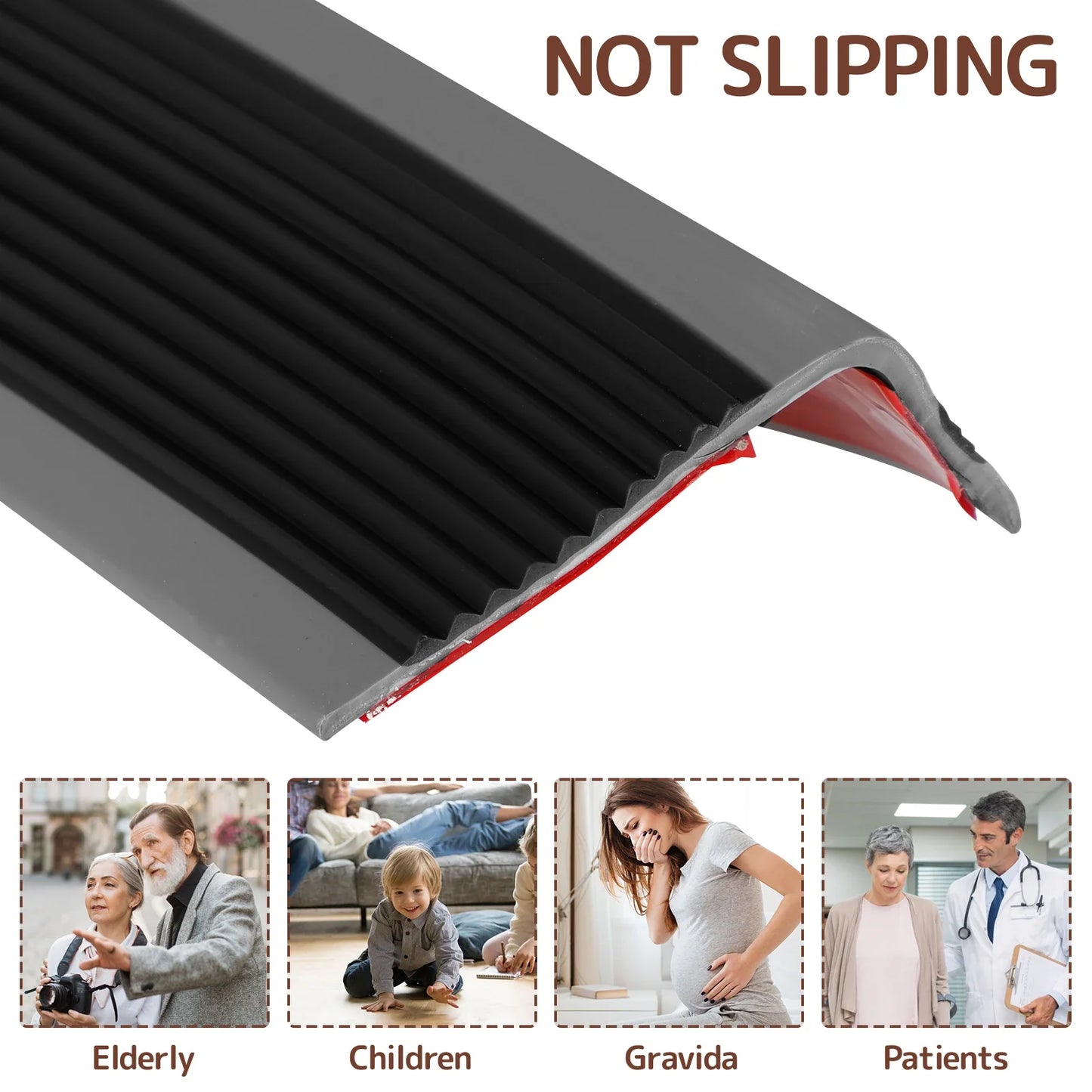 Soft PVC Stair Edge Protector – Non-Slip L-Shape Self-Adhesive Step Trim, 2m Stair Nose Edging Strip