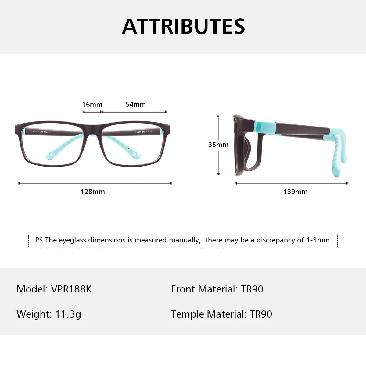 Colorful TR90 Rectangular Full-Rim Glasses Frame – Flexible, Comfortable & Durable Optical Frame for Boys and Girls Prescription Lenses