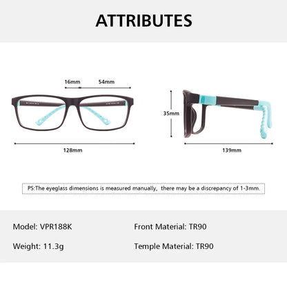 Colorful TR90 Rectangular Full-Rim Glasses Frame – Flexible, Comfortable & Durable Optical Frame for Boys and Girls Prescription Lenses