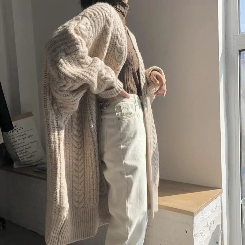 Women's Hollow Out Knitted Cardigan Coat – Casual Loose Fit, Big Size 4XL, Long Gilet Sweater Jacket