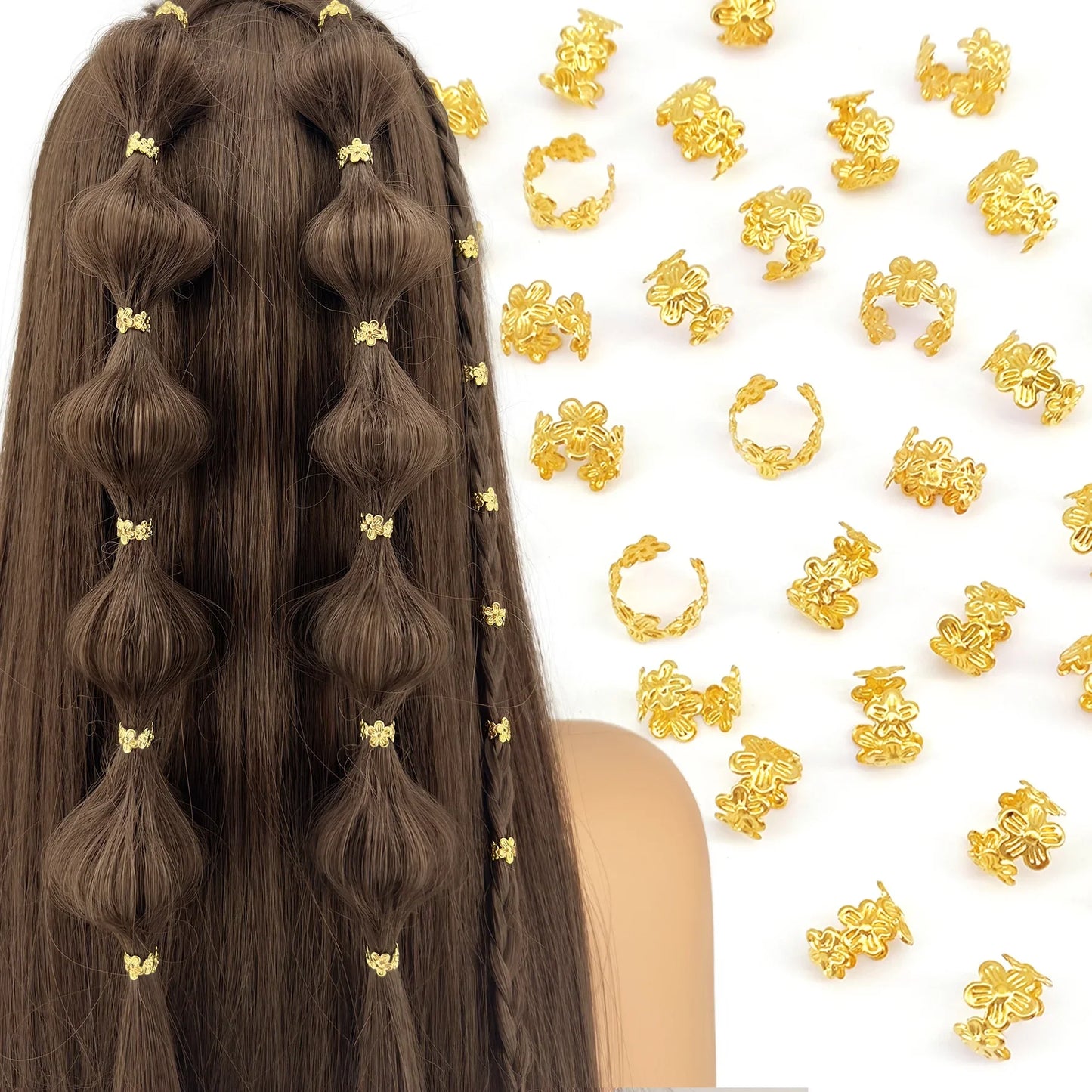 40pcs Vine Leaf Hair Braid Rings – Vintage Alloy Hair Pins for Dreadlocks, Women & Girls Summer Hair Accessories