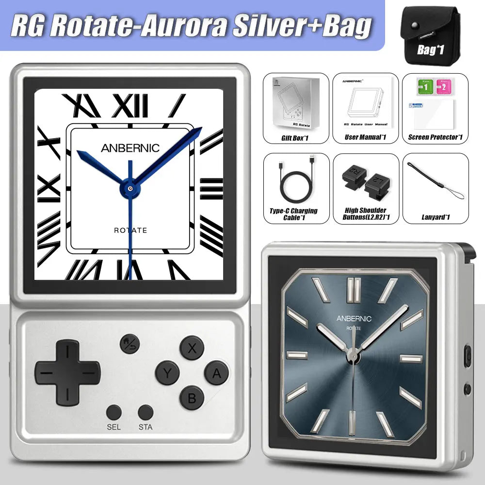 ANBERNIC RG Rotate Android Handheld Game Console – 3.5” IPS 720×720 Retro Gaming Emulator, T618 WiFi Portable Player 3GB+32GB