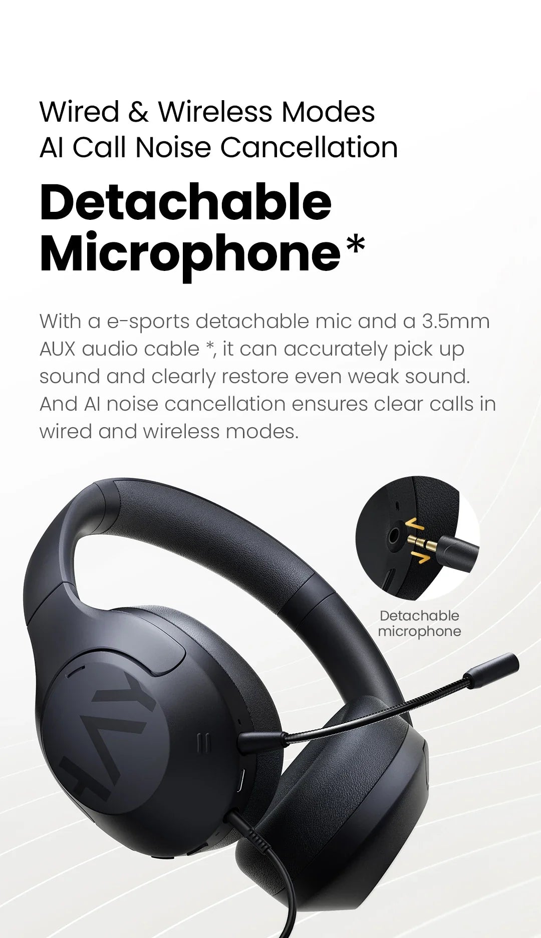 HAYLOU S30 Wireless Bluetooth 5.4 Headphones - 43dB Adaptive Noise Cancelling, 40mm Driver, 80H Playtime Earphones