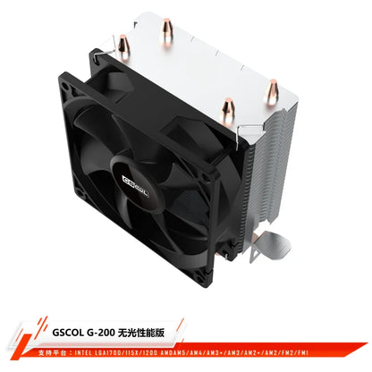 GSCOOL G-200 CPU Air Cooler — 2 Heat Pipe Radiator with 90mm Fan for Intel LGA115X/1700/1200 & AMD AM4/AM5