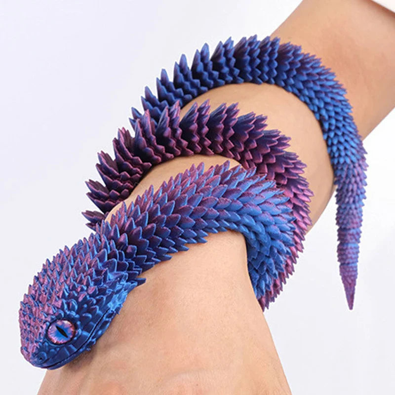 3D Printed Movable Joint Snake Figurine — Simulation Fidget Toy, Office Desktop Ornament, 2025 New Year Gift Craft