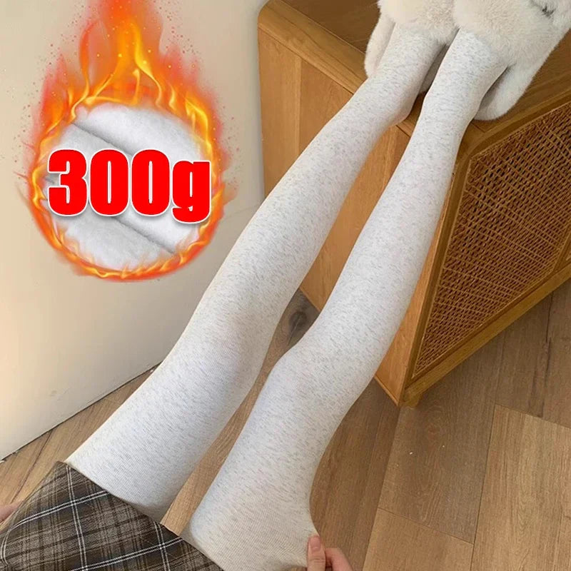 Women’s Winter Plush Leggings — Thicken Vertical Stripe Thermal Tights, High-Waist Fleece, Slim Fit, High Stretch