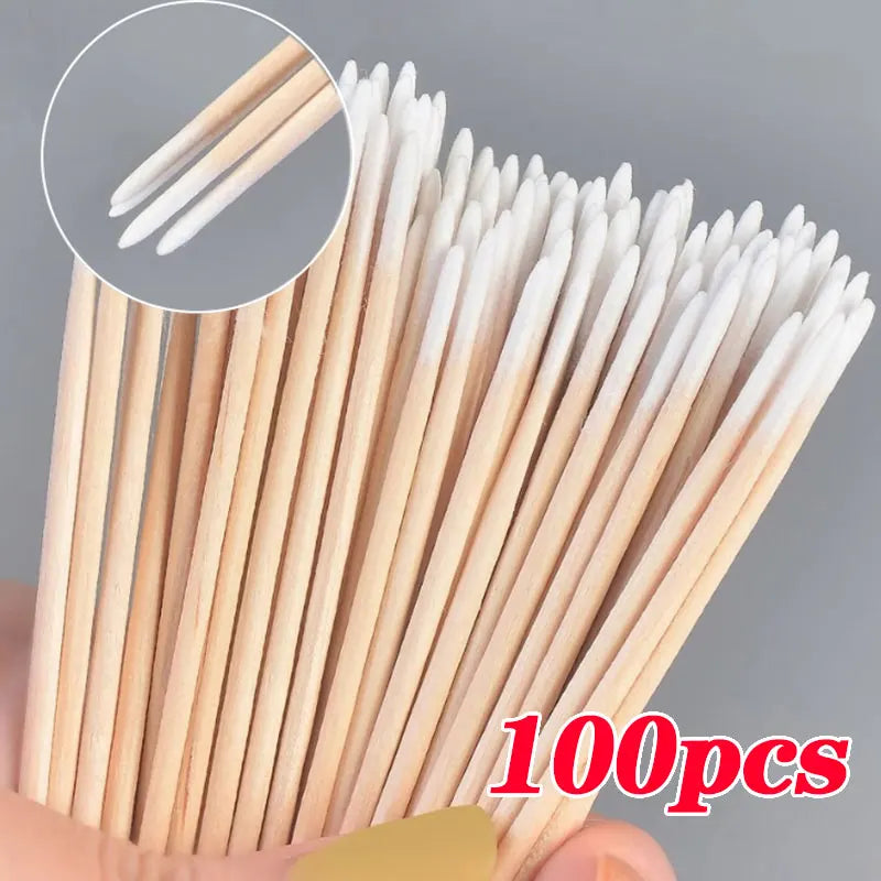 100/500PCS Nail Orange Wood Sticks - Double Head Cuticle Pusher & Remover for Manicure, Pedicure, and Rhinestone Picking