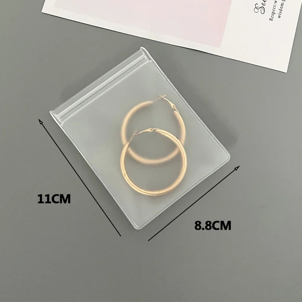 Personalized Transparent EVA Jewelry Zipper Bag – Frosted Plastic Storage Pouch for Ring, Earring, Necklace & Bracelet Packaging