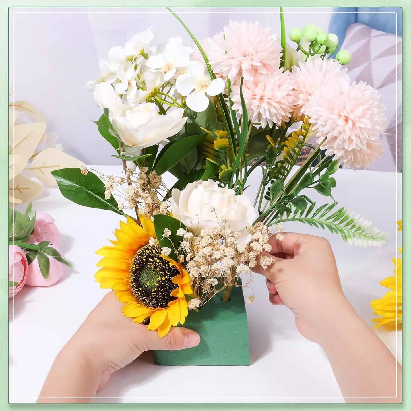 Green Floral Foam Blocks for DIY Flower Arrangements – Wet & Dry Absorbent Sponge Bricks for Wedding, Birthday & Garden Decor