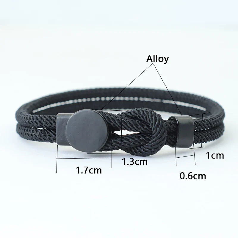 Men’s Double Layer Rope Bracelet – 4mm Nylon Cord Lucky Red Thread Pulsera, 3 Sizes Gift for Him