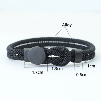 Men’s Double Layer Rope Bracelet – 4mm Nylon Cord Lucky Red Thread Pulsera, 3 Sizes Gift for Him
