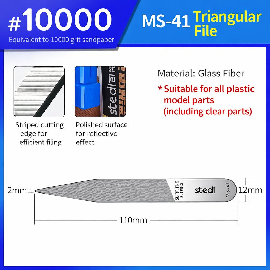 Stedi MS-46 Glass File Grinding Tool – Washable Durable Model Polisher for Military Kits, Optional #320–#1000 Mesh