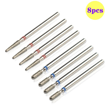 8pcs Diamond Nail Drill Bit Set - Rotary Electric Milling Cutters for Pedicure, Manicure, Cuticle Burr & Nail Tools Accessories