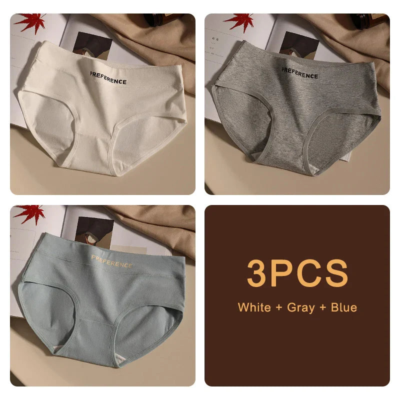 3PCS Seamless Women's Cotton Panties – Soft, Breathable, Large Size Sports Underwear Set