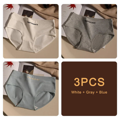 3PCS Seamless Women's Cotton Panties – Soft, Breathable, Large Size Sports Underwear Set