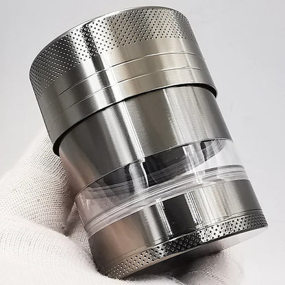 55MM Toothless Metal Herb Grinder — Manual Spice Crusher with Large Capacity & Transparent Screen Catcher