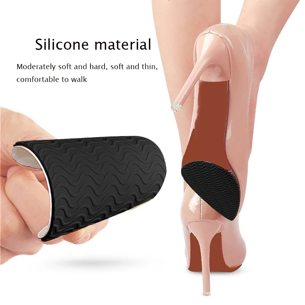 Rubber Shoe Sole Protector - Wear-Resistant Non-Slip Forefoot Mat, Self-Adhesive High Heel Cushion Pads