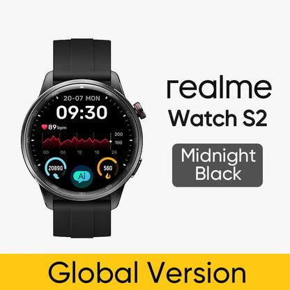 Global Version realme Watch S2 – 1.43'' AMOLED Smartwatch, 20-Day Battery, AI Engine, IP68 Waterproof