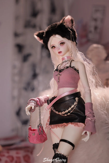 Celia N Y2K Baddie 1/4 BJD Doll – Fullset Pastel Punk Pink Cyber Style, Sweet Honey Girl ShugaFairy Collectible Figure