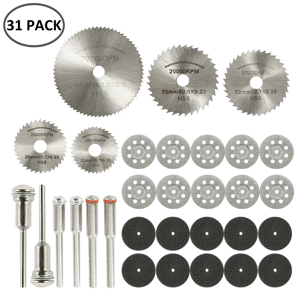 6-32Pcs Mini Circular Saw Blade Set - Sanding Grinding Cutting Discs for Dremel Rotary Tools & Metal Projects