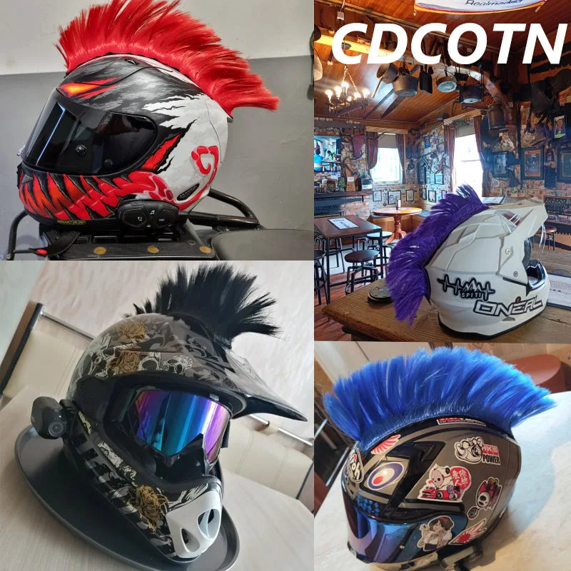 Creative Motorcycle Helmet Mohawk Wig – Electric Helmet Decoration Cosplay Accessories for Motorbike