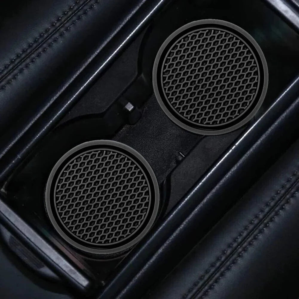 2pcs Black Car Auto Cup Holder Coasters - Anti-Slip Insert Pads for Interior Accessories - Universal Fit for Most Cups