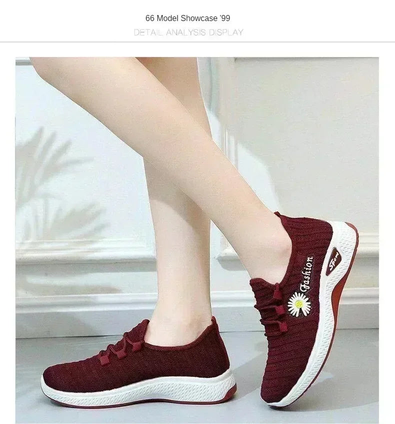 Women's Fashion Sports Shoes – Breathable Mesh, Soft Thick Sole, Lightweight Casual Trendy Coconut Sneakers