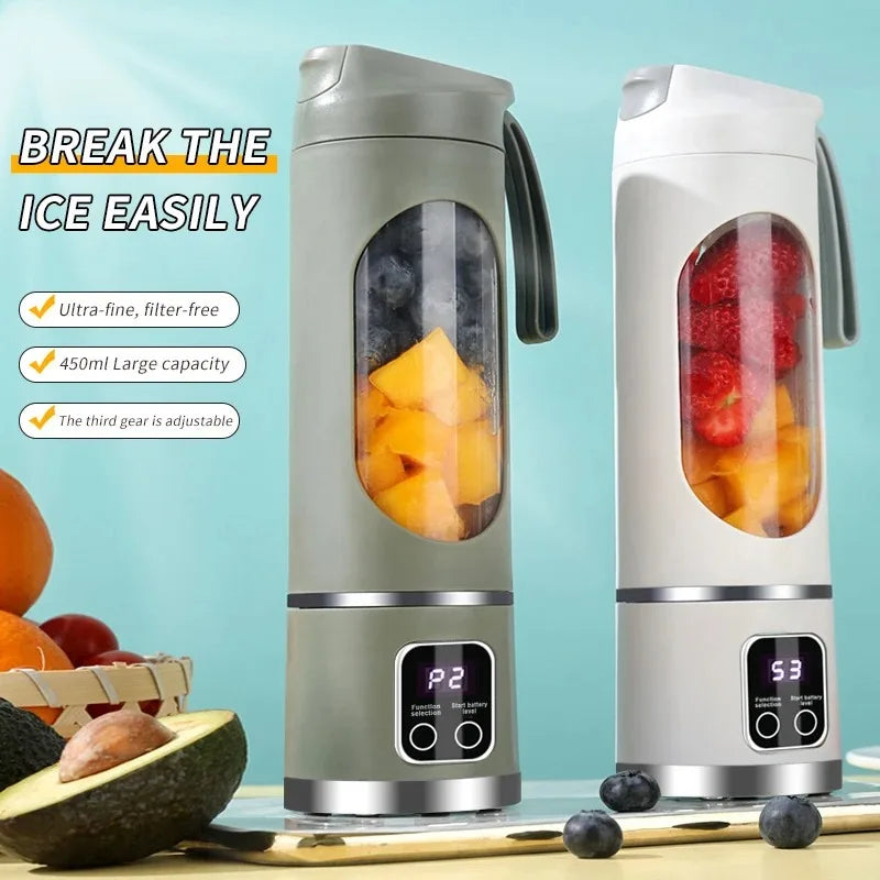 2025 Mini Electric Ice Crusher & Juicer – Household 450ML Juicer with Powerful Motor and Digital Display
